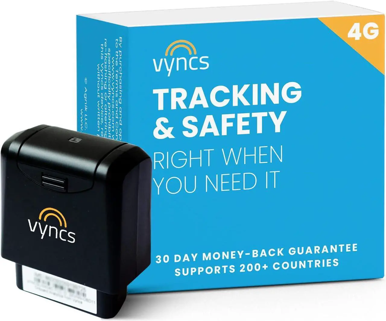 Main image of Vyncs - GPS Tracker for Vehicles, [No Monthly Fee], 4G LTE, Vehicle Location, Trip History, Driving Alerts, GeoFence, Fuel Economy, OBD Fault Codes, USA-Developed, Family or Fleets