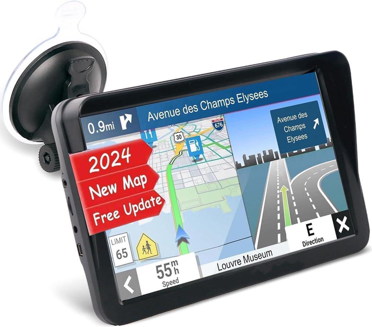 Main image of GPS Navigation for Car, Latest 2024 Map,9 inch Touch Screen Real Voice Spoken Turn-by-Turn Direction Reminding Navigation System for Cars, Vehicle GPS Satellite Navigator with(Free Lifetime Updates)