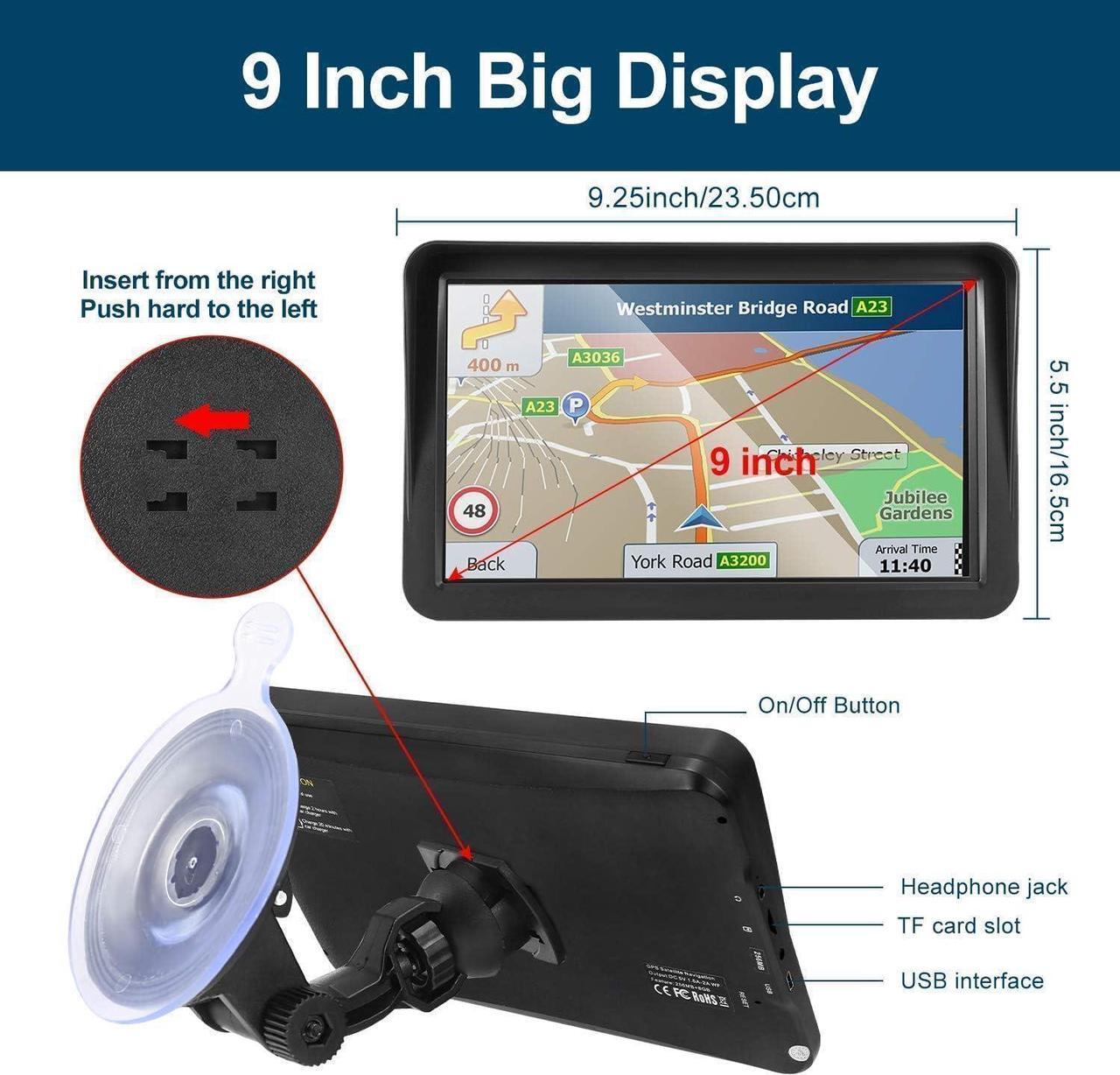 Alt view image 2 of 6 - GPS Navigation for Car, Latest 2024 Map,9 inch Touch Screen Real Voice Spoken Turn-by-Turn Direction Reminding Navigation System for Cars, Vehicle GPS Satellite Navigator with(Free Lifetime Updates)