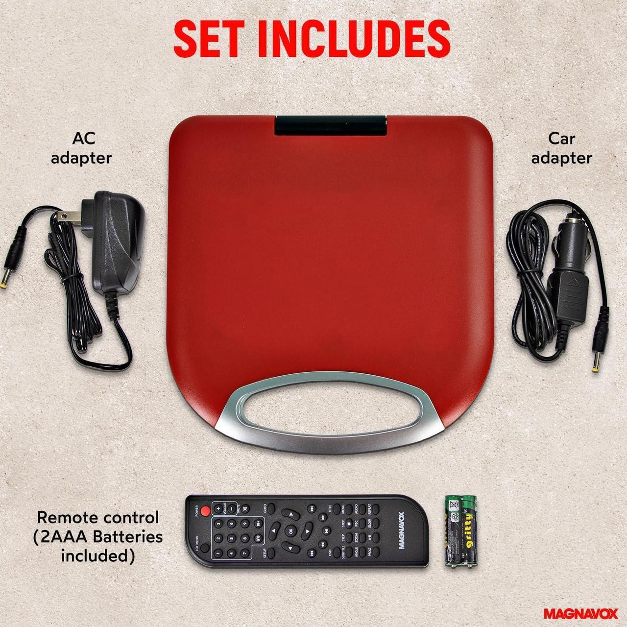 Alt view image 3 of 7 - MTFT750-RD Portable 7 inch TFT DVD/CD Player with Remote Control and Car Adapter in Red | Rechargeable Battery | Headphone Jack | Built-in Speakers |