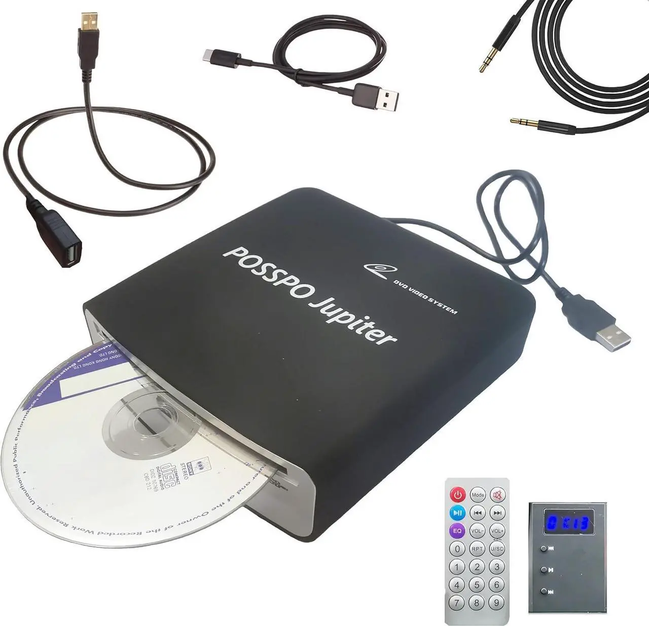 Main image of CD DVD Player for Car with USB Port AUX Port, Portable External CD Player That Plugs into Car Laptop Desktop TV Computer, Plug & Play Upgraded with Extra USB Extension Cable