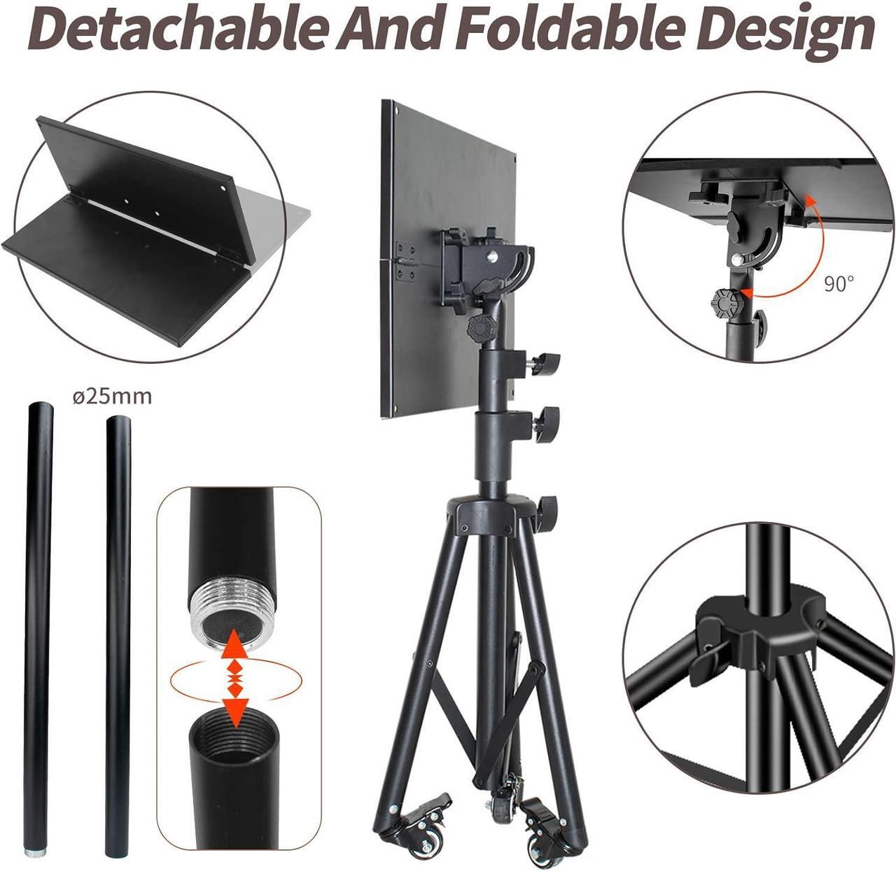 Alt view image 4 of 7 - Projector Stand with Wheels,Foldable Laptop Tripod Adjustable Height Projector Tripod Stand 29 to 73 Inch with Removable Mouse Tray and Phone Holder for Office ,Home, DJ Racks