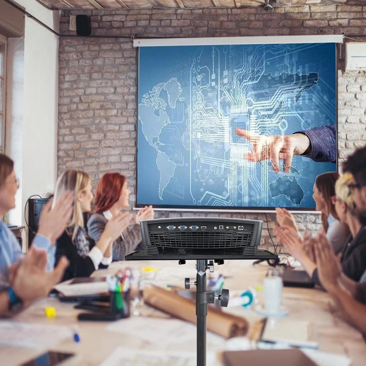 Alt view image 7 of 7 - Projector Stand with Wheels,Foldable Laptop Tripod Adjustable Height Projector Tripod Stand 29 to 73 Inch with Removable Mouse Tray and Phone Holder for Office ,Home, DJ Racks