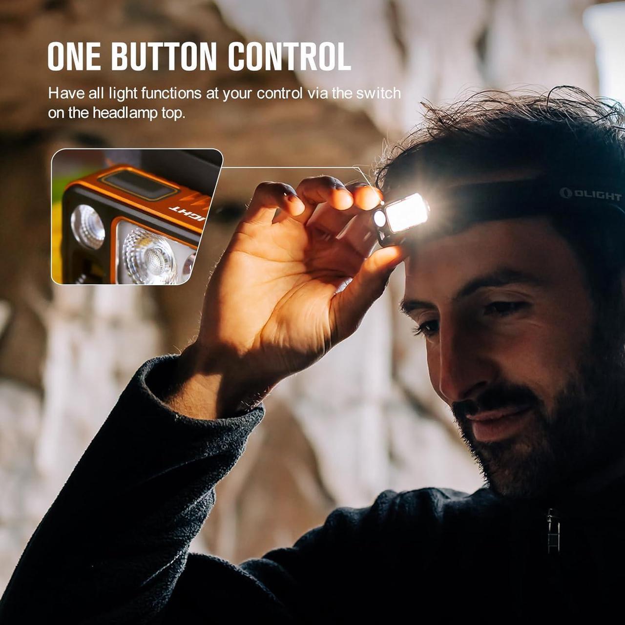 Alt view image 7 of 7 - Array 2 Pro 1500 Lumens Headlamp with Red Light Option, Powered by USB-C Rechargeable LED Headlight with Motion Sensor for Outdoors, Camping, Running, Working (Orange)