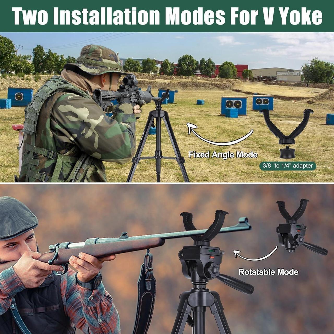 Alt view image 3 of 6 - 70" Binocular Tripod with Adapter,Shooting Tripod Hunting Rest V Yoke Stand,Compatible with Spotting Scope/Monocular/Astronomical Telescope/DSLR Camera/Phone/Projector