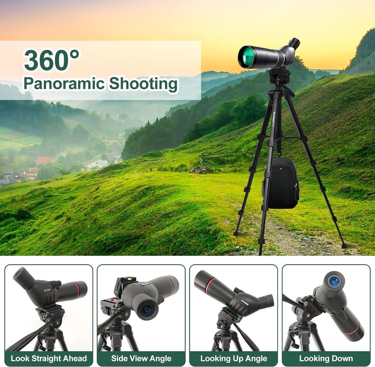 Alt view image 5 of 6 - 70" Binocular Tripod with Adapter,Shooting Tripod Hunting Rest V Yoke Stand,Compatible with Spotting Scope/Monocular/Astronomical Telescope/DSLR Camera/Phone/Projector