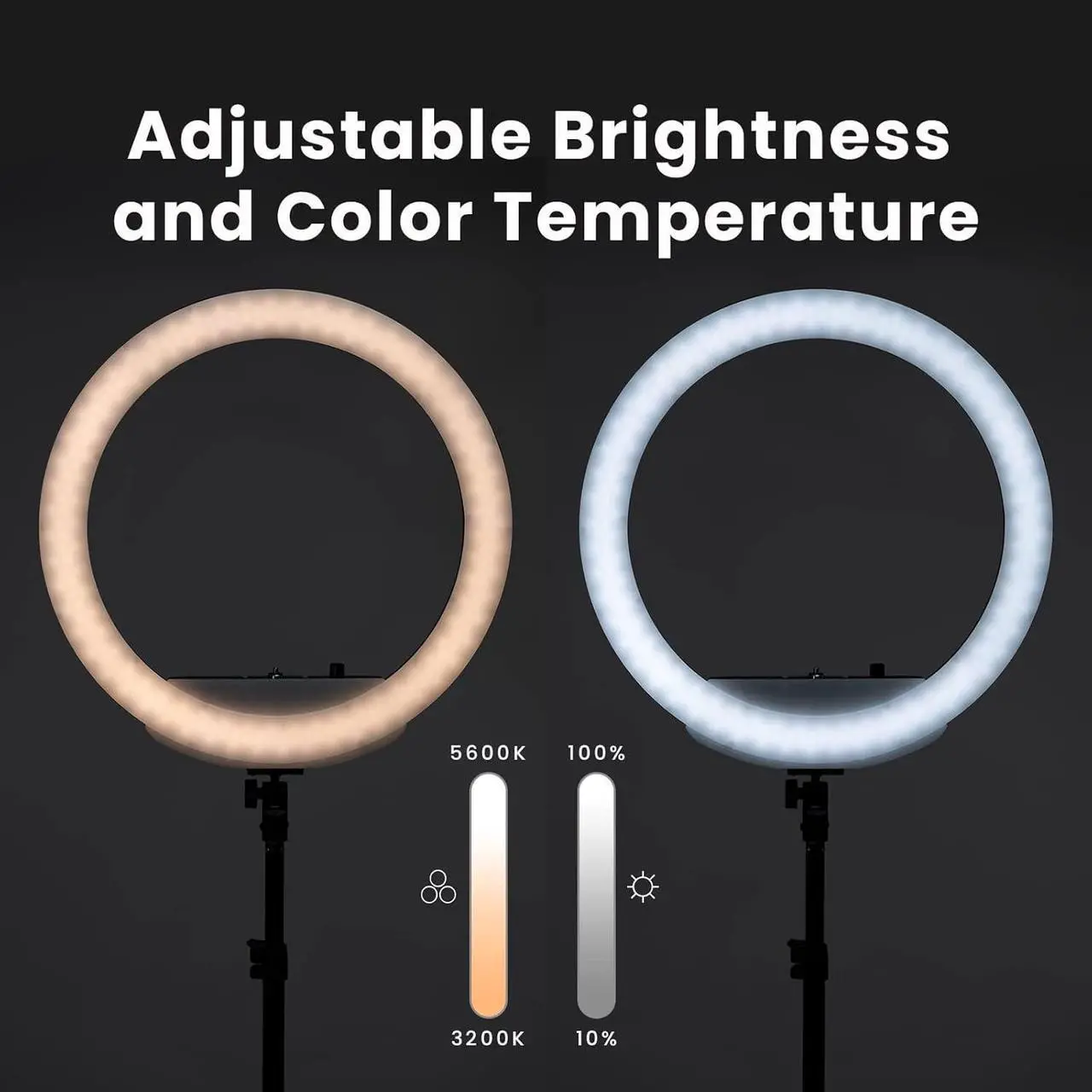 Alt view image 3 of 7 - Cube LED Ring Light for Videos, Selfies, Live Streaming |18 Circle Light with Stand, Phone Holder, and Camera Mount | Portable + 6.5 ft Tripod Stand and Travel Case | Battery Not Included