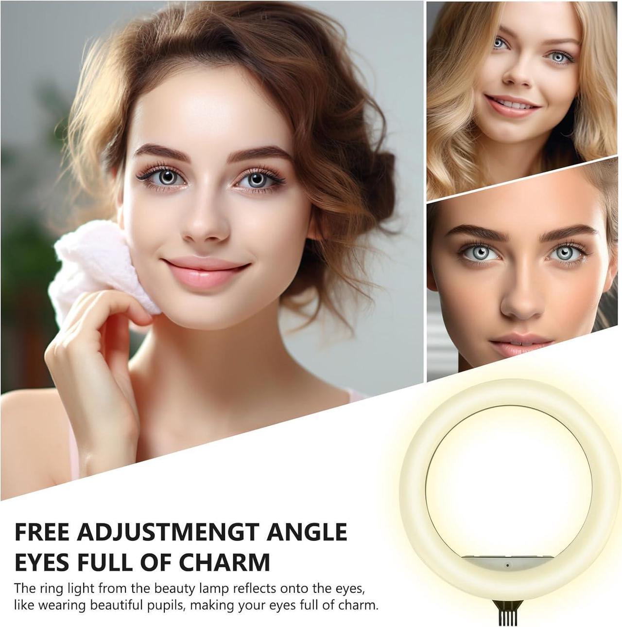 Alt view image 4 of 7 - Ring Light - 18 inch 48W Dimmable LED Ring Light Kit with Stand Adjustable 3200-6500 K Color Temperature Lighting for Vlog, Makeup, YouTube, Photo,Camera,Video - Control with Remote