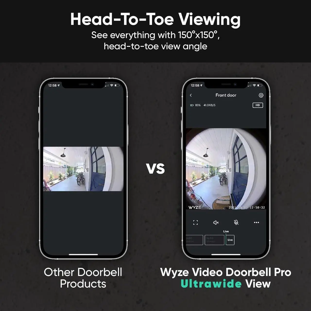 Alt view image 3 of 7 - Wyze Wireless Video Doorbell Pro (Chime Included), 1440 HD Video, 1:1 Aspect Ratio: 1:1 Head-to-Toe View, 2-Way Audio, Night Vision