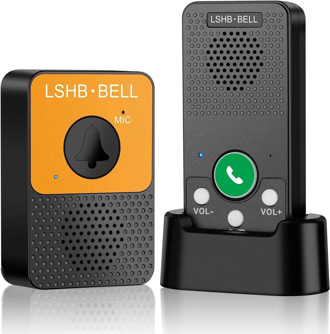 Main image of Wireless Doorbell, Voice Intercom Doorbells, Full Duplex, Hands-Free, Long Range, LED Indicator, 8 Volume Levels, 4 Door Chimes, Movable Portable Wireless Door Bell Kit for Home Office Outdoor, Black