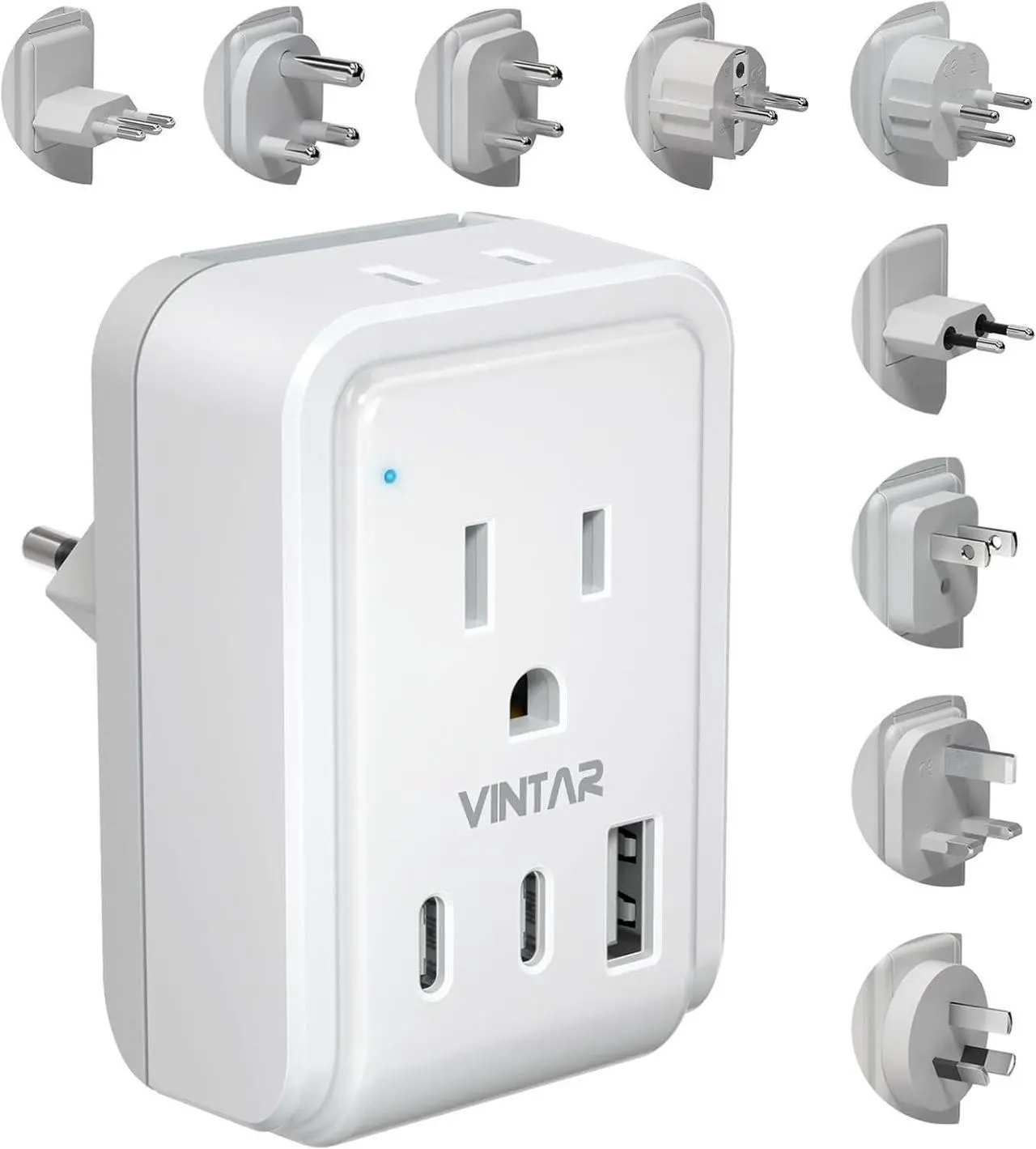 Main image of Universal Travel Adapter Kit, International Power Adapter with 3 USB Ports (2 USB C, 3.4A) and 2 AC, Type A,C,D,E/F,G,H,I,L,M Detachable Attachments, Adapter for India/Africa/EU/UK//AU/JP/US