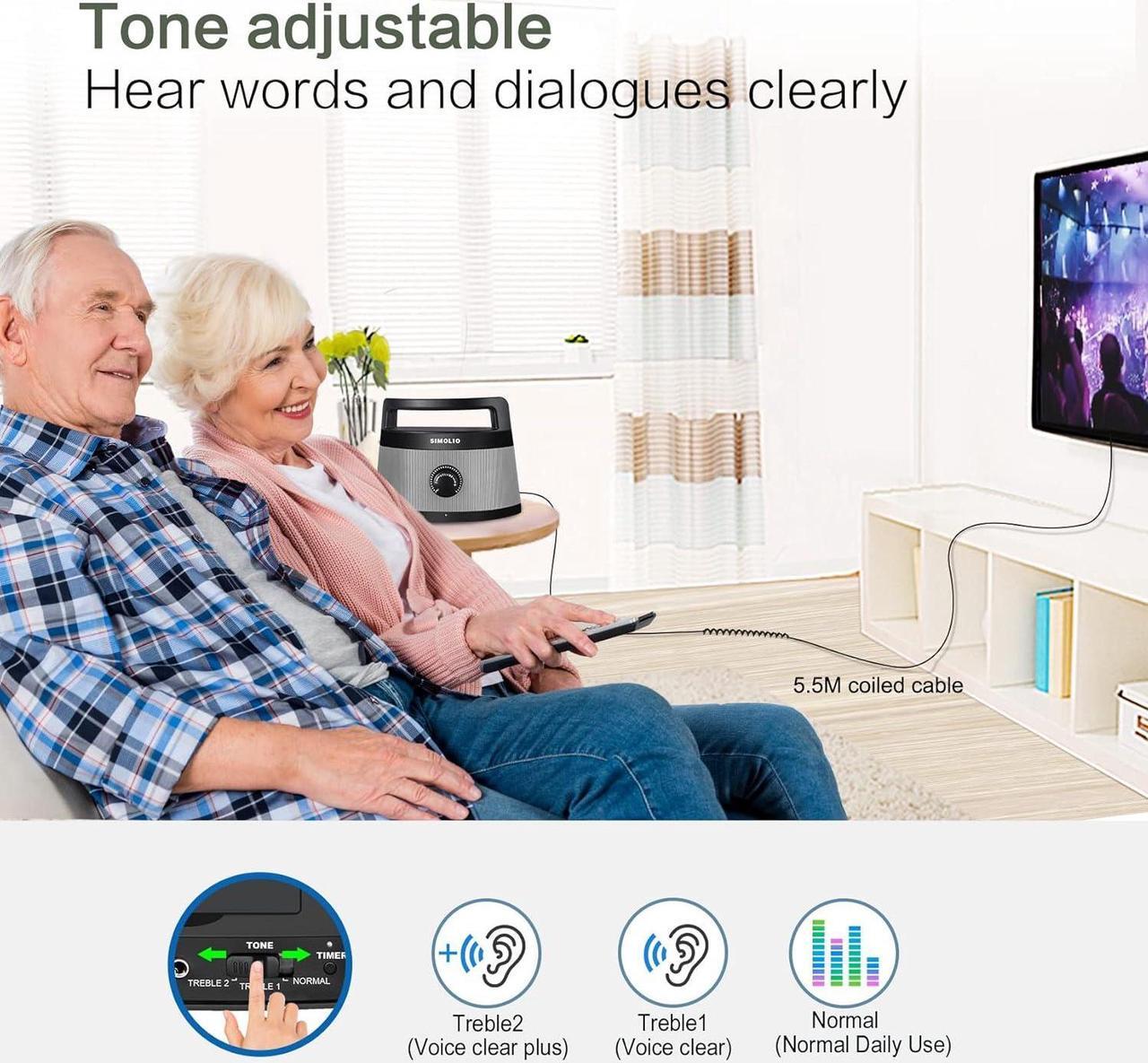 Alt view image 2 of 7 - Wired Speakers for TV with Tone Control, TV Wired-Speakers with 5.5M Long Cord for Digital & Analog Audio, Personal TV Soundbar with Sleep Timer, Ideal for Hard of Hearing and Seniors SM-961