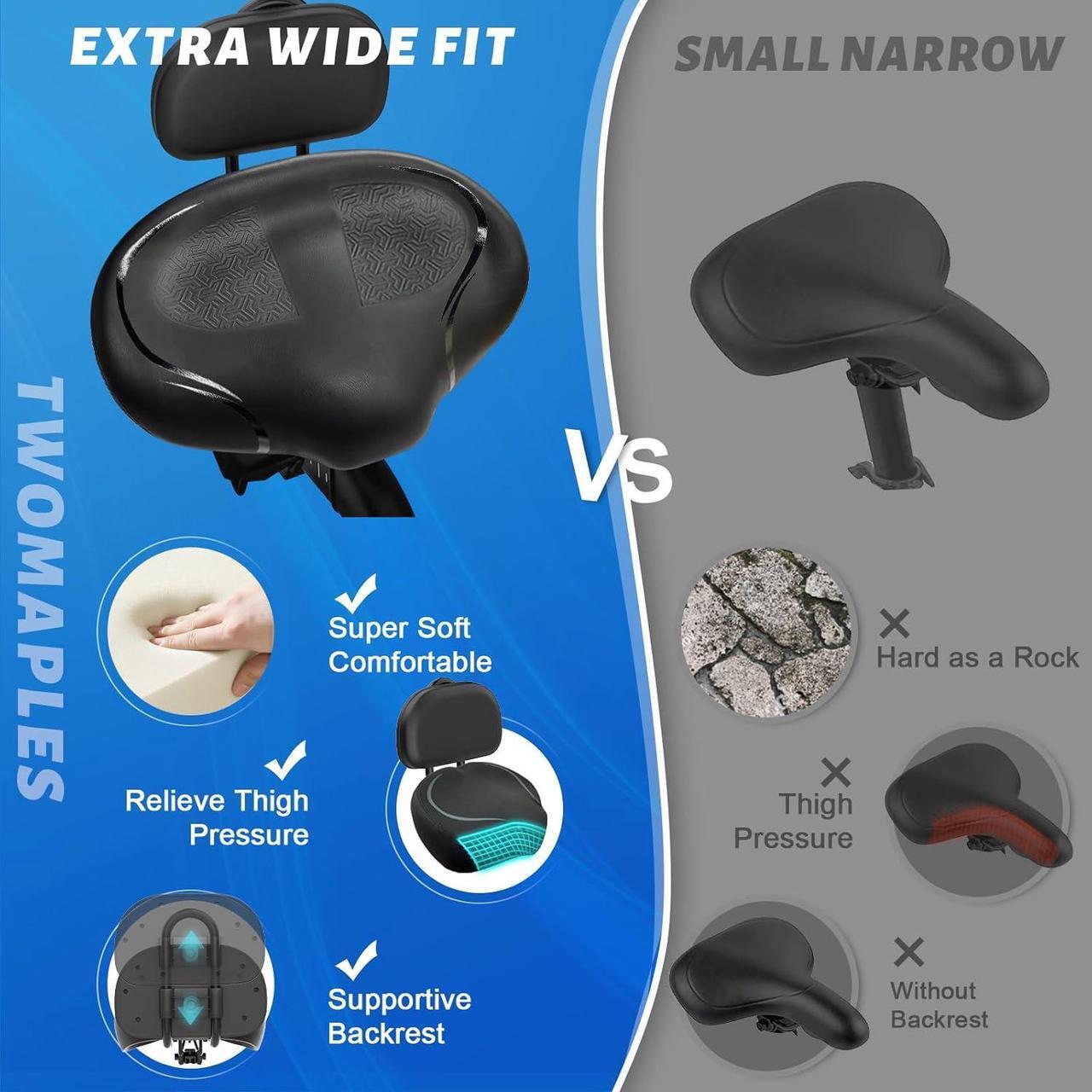Alt view image 5 of 7 - Noseless Bike Seat Cushion for Men Women-Extra Padding Comfort Wide Bicycle Seat, Oversized Comfortable Saddle for Peloton Bikes, Exercise Bikes, EBikes