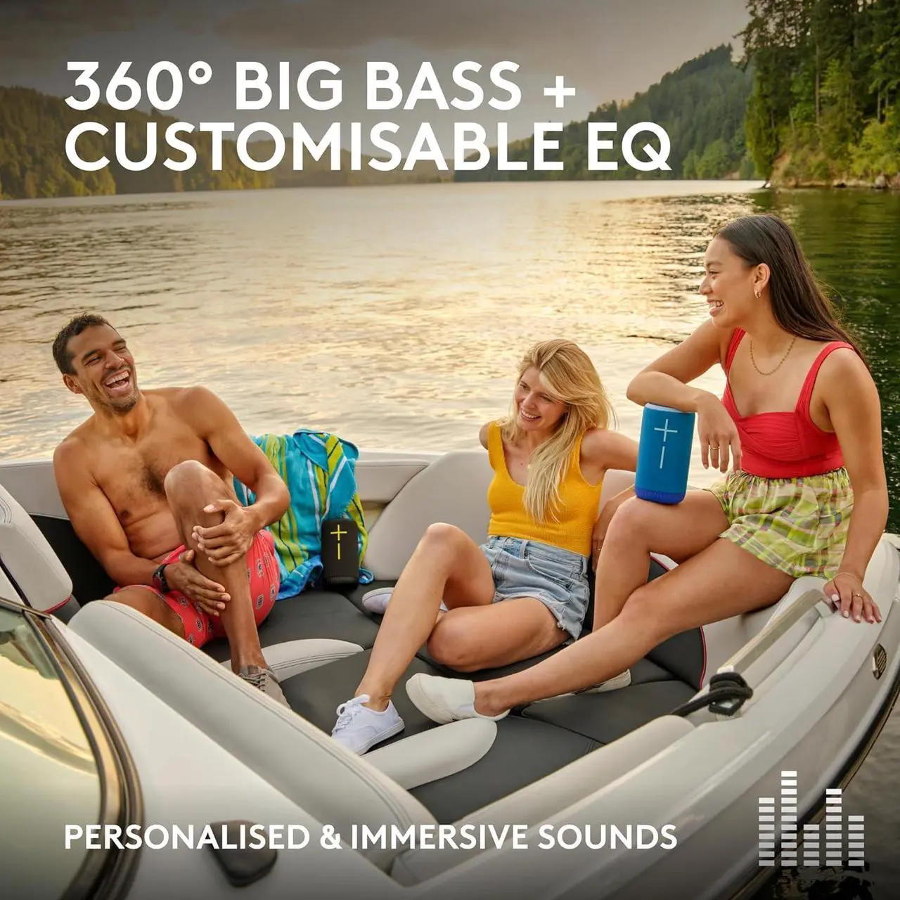 Alt view image 2 of 7 - Ears EVERBOOM Wireless Bluetooth Portable Speaker, Big Bass and Immersive 360-Degree Sound, Floatable Waterproof Speaker IP67, up to 20-Hour Battery and 180 ft (55 m) Range - Colbat Blue
