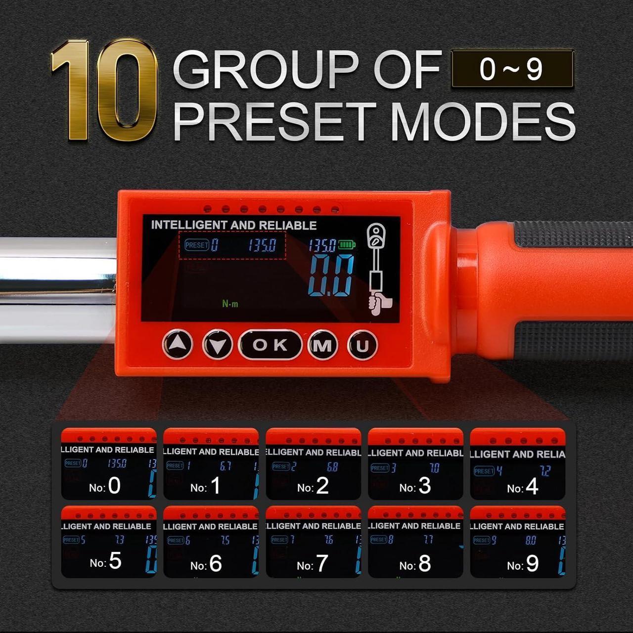 Alt view image 2 of 6 - Digital Torque Wrench 3 8 Drive, 5-100FT-LB/0-135N.M, Torque Range Accurate to ±2%,Electric Torque Wrench with Buzzer and LED Flash Notification for Bike/Motorcycle/Auto Repair