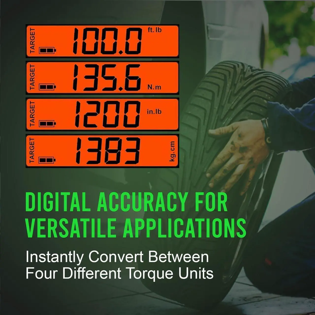Alt view image 5 of 7 - Precision Torque Wrench 1/2 Drive - Digital Scale Torque Wrench 25-250 ft-lb, Click-Style Electronic Torque Wrench for Tire Wrench, Essential Addition to your Torque Wrench Set