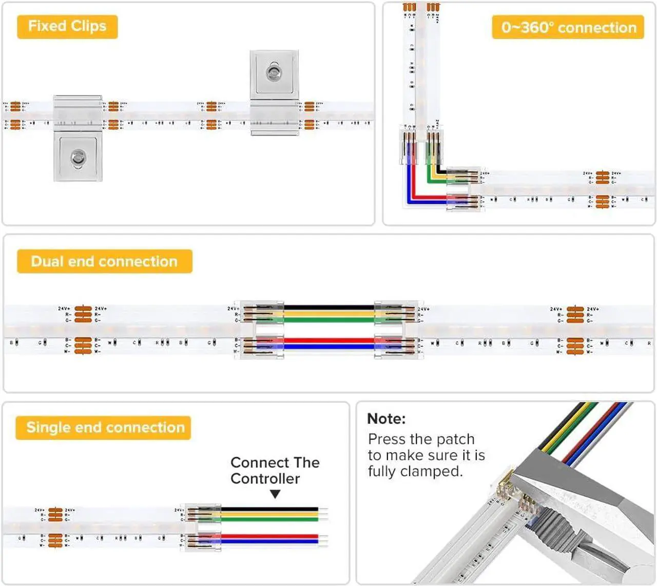 Alt view image 6 of 7 - FCOB COB LED Strip RGBCCT Color Changing 16.4FT 960LED/m Flexible High Density Light RGB+CCT Tunable 3000K-6000K DC24V 12mm Width for Indoor Decor(No Adapter or Controller)
