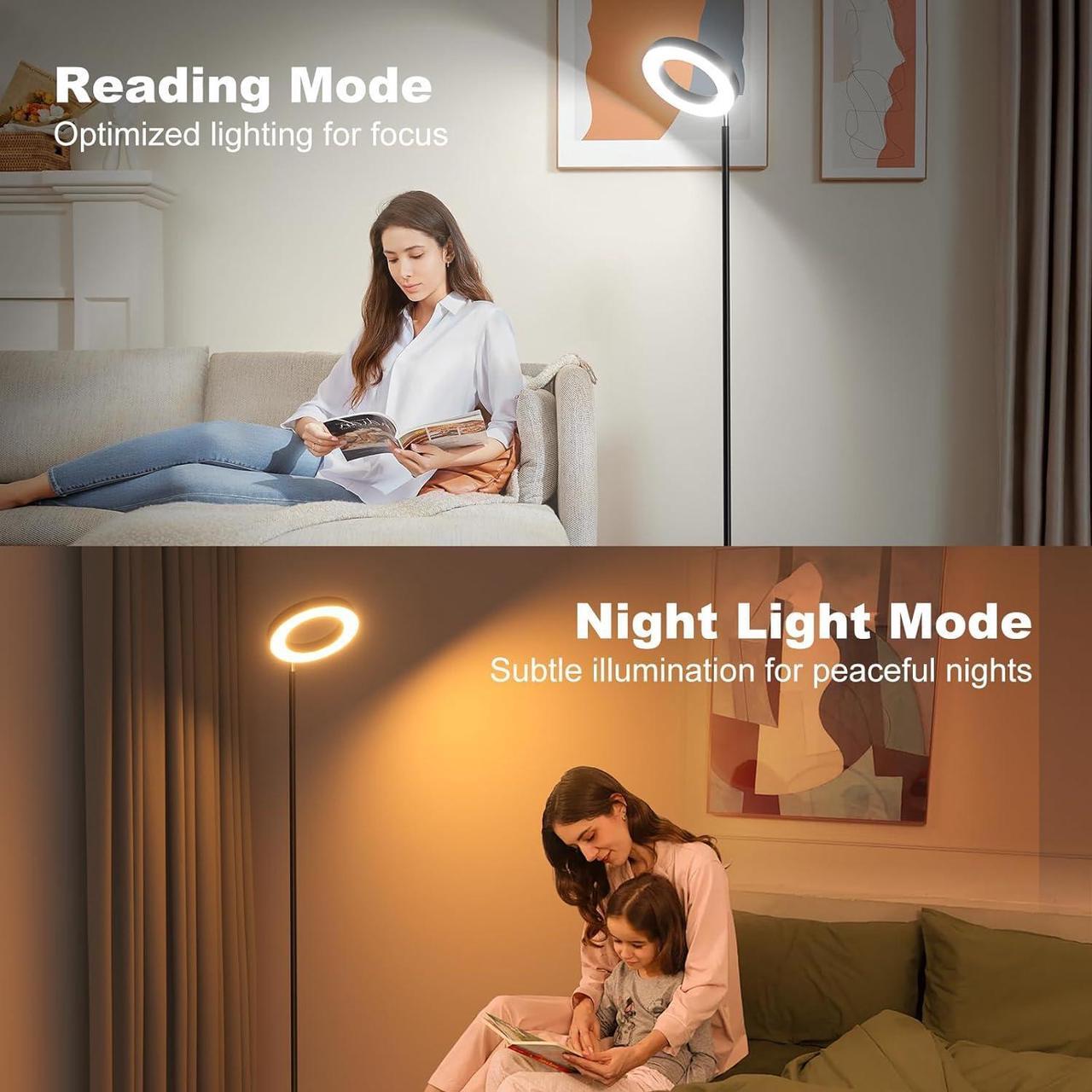 Alt view image 7 of 7 - 42W Bright RGB Floor Lamp, Dual-Sided LED Standing Lamp with Remote, Stepless Dimmable, Modern Color Changing Torchiere Tall Lamps for Living Room Bedroom Office Gaming Party