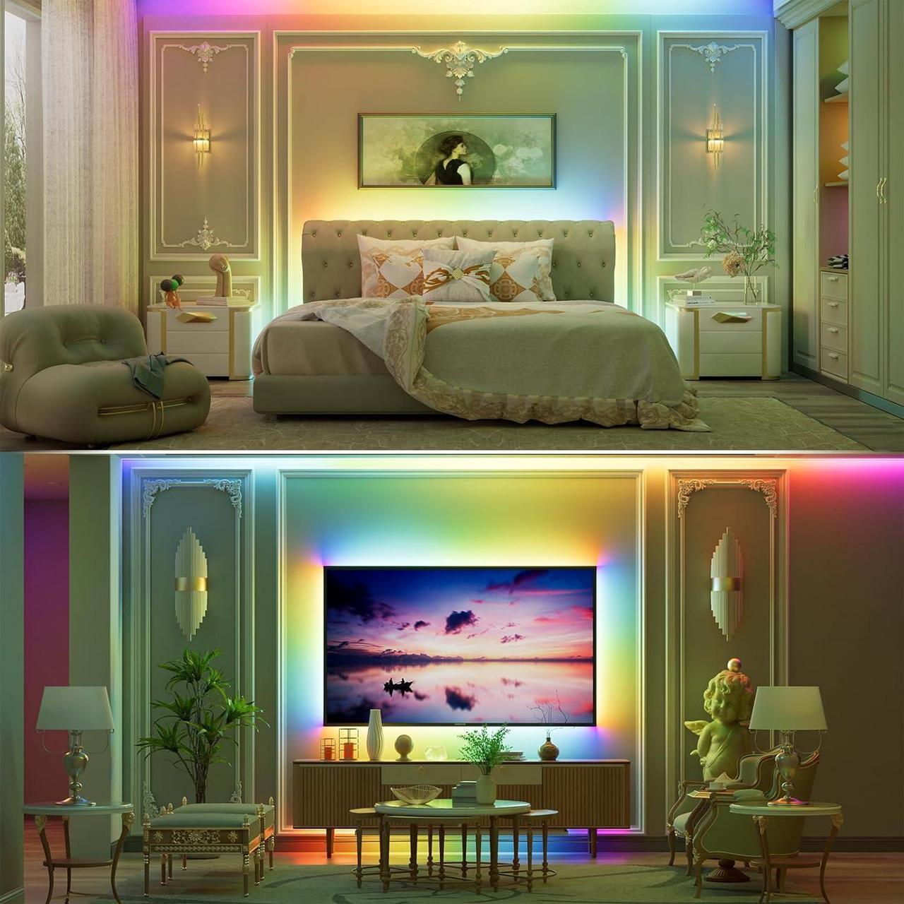Alt view image 7 of 7 - RGB Smart IC COB LED Strip Lights,Work with Alexa/Google Assistant,20ft/6.1m Addressable UL-Listed 24V Chasing Color Flexible Tape Light Multicolor,for Cabinet,TV,Bedroom,Party DIY Decoration