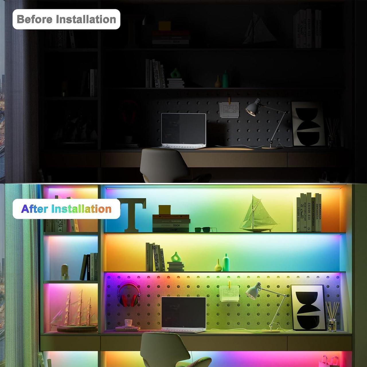 Alt view image 6 of 7 - RGB Smart IC COB LED Strip Lights,Work with Alexa/Google Assistant,20ft/6.1m Addressable UL-Listed 24V Chasing Color Flexible Tape Light Multicolor,for Cabinet,TV,Bedroom,Party DIY Decoration