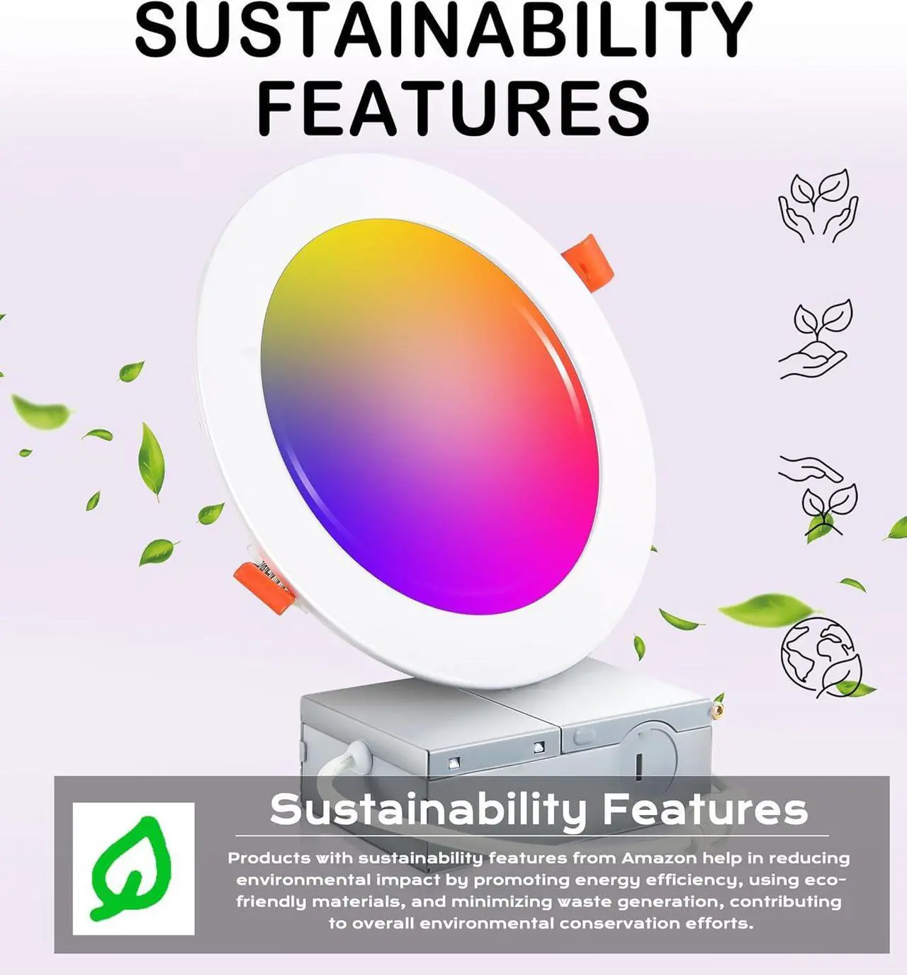 Alt view image 2 of 7 - [6 Pack] 6inch Smart WiFi LED Recessed Lights,RGBCW Color Changing Recessed Lighting,Compatible with Alexa and Google Home Assistant,No Hub Required,15W 2700K-6500K,CRI90+ Wet Location