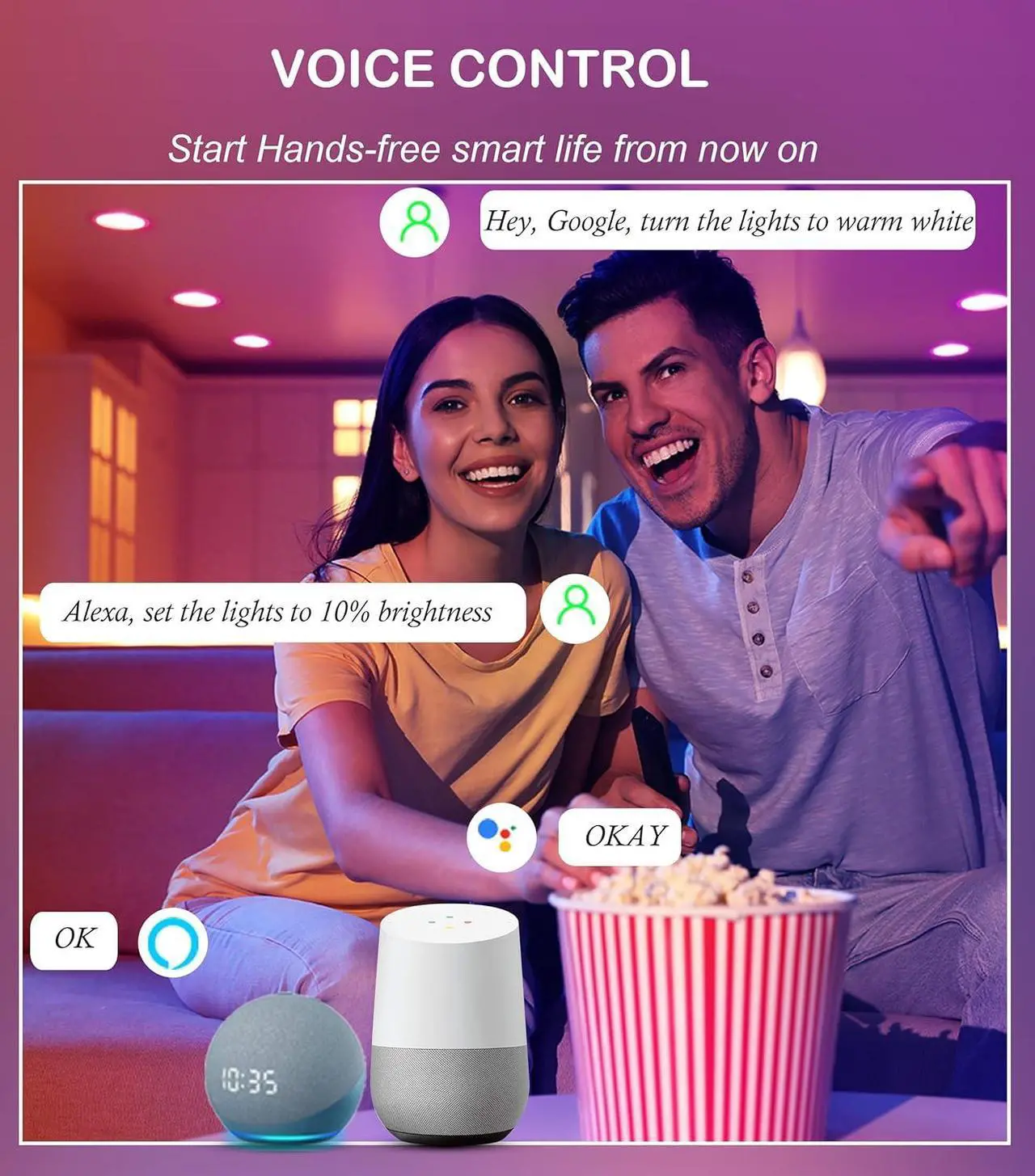 Alt view image 6 of 7 - [6 Pack] 6inch Smart WiFi LED Recessed Lights,RGBCW Color Changing Recessed Lighting,Compatible with Alexa and Google Home Assistant,No Hub Required,15W 2700K-6500K,CRI90+ Wet Location
