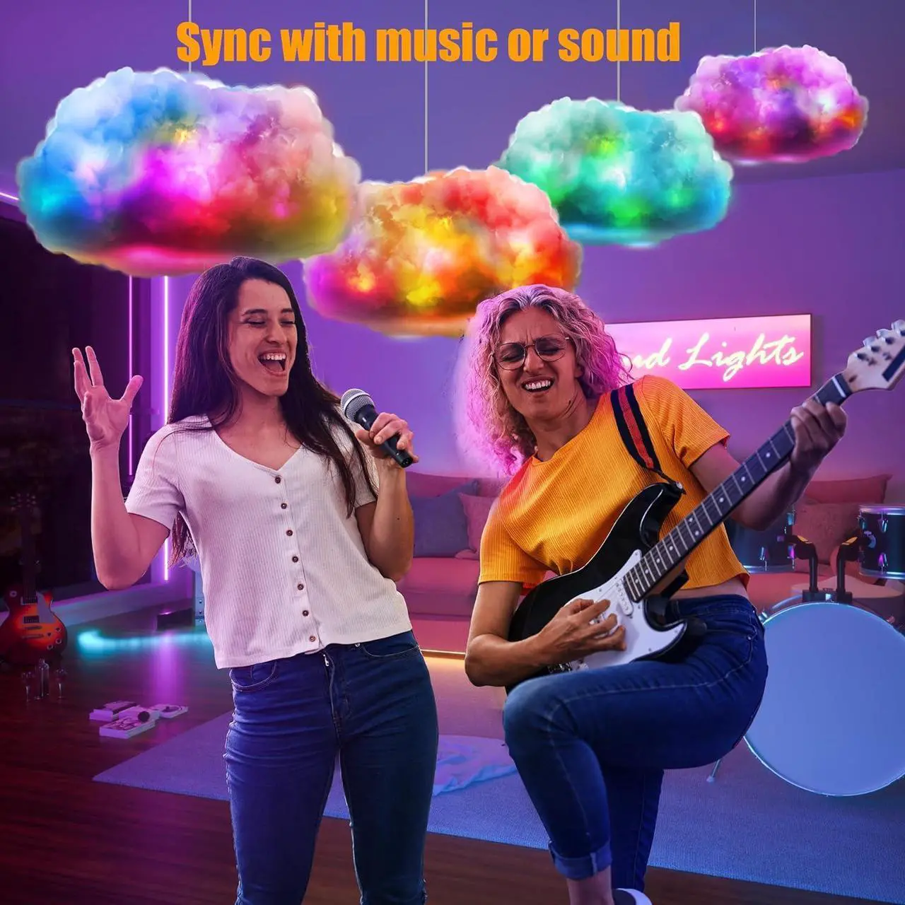 Alt view image 3 of 7 - LED Cloud Light,3pcs RGB Cloud Lights with IC Remote Control and APP Control Cool Lights Sync Music Color Changing Led Lights for Bedroom Ceiling Adults and Kids Modern Home Decorations