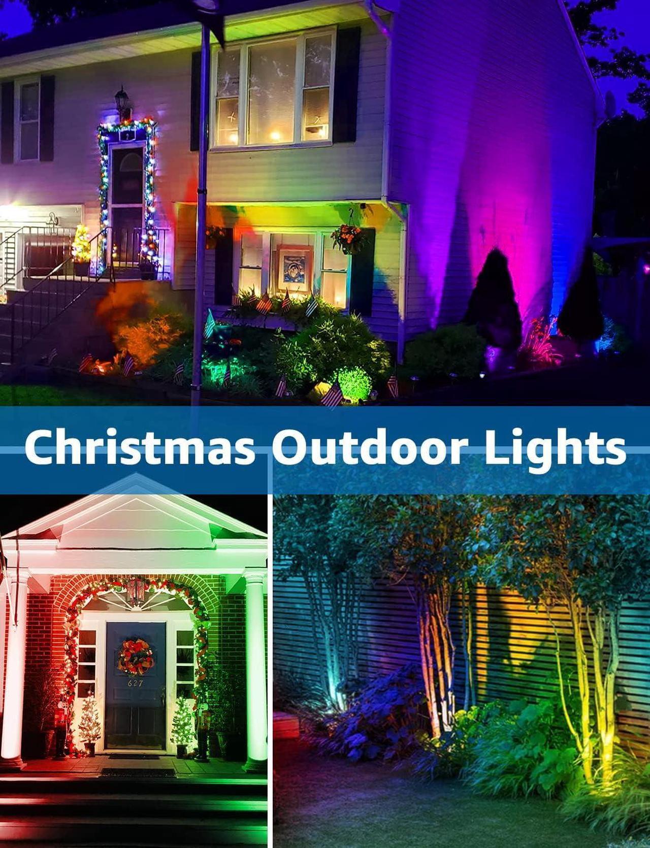 Alt view image 3 of 6 - 12W RGB Color Changing Landscape Lights Low Voltage LED Landscape Lighting Remote Control Spotlight Waterproof Garden Pathway Christmas Decorative Lights Outdoor Indoor, 8 Pack with Connector
