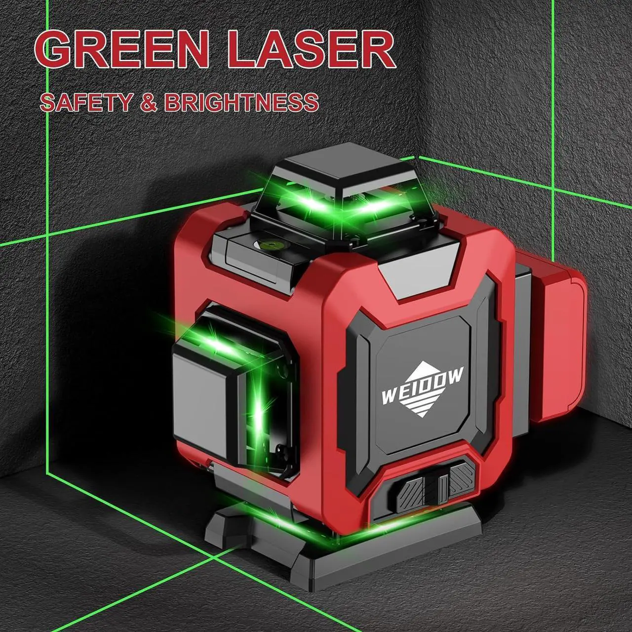 Alt view image 2 of 6 - 360 Self Leveling with Tripod,WEIDDW 4D Lazer Level,4x360° Cross Line Laser for Construction Project Renovation,Floor Tile, Laser Level Lines Tool with 4800mAh Batteries