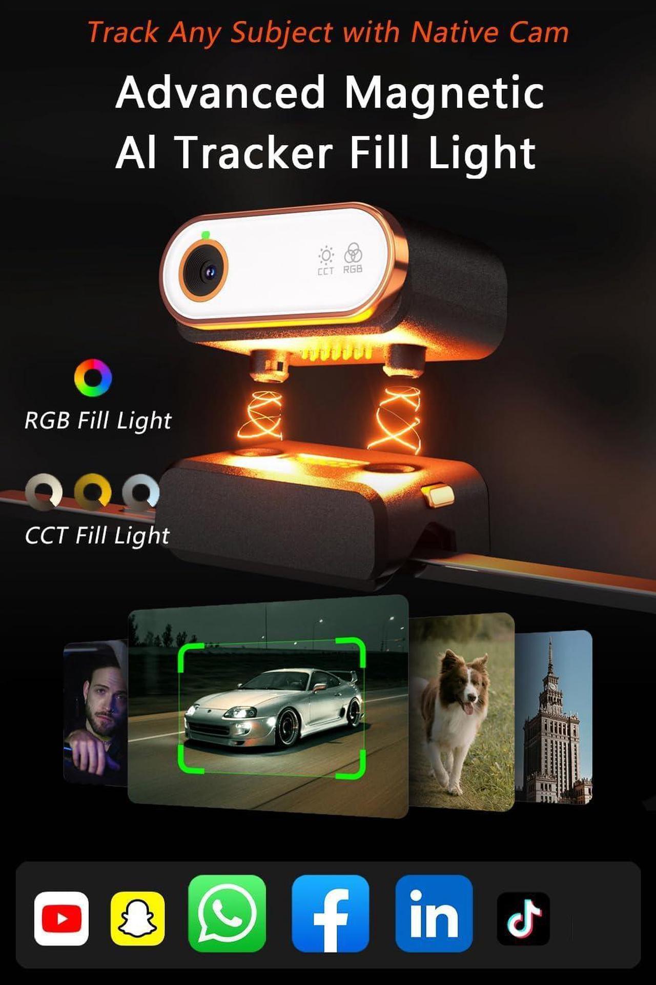 Alt view image 2 of 7 - M7 Gimbal Stabilizer for Smartphone, Magnetic AI Tracker Fill Light, Detachable Touchscreen Remote Controller, Built-in Extension Rod, 500g Payload Gimbal Stabilizer for iPhone Android