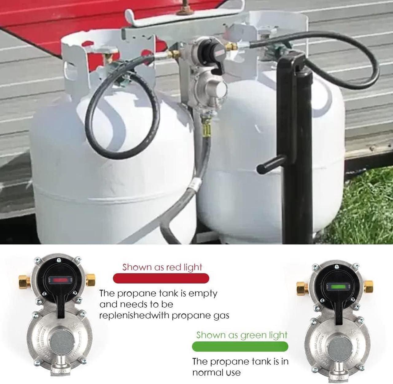 Alt view image 3 of 7 - RV Propane Regulator 2 Tank-2-Stage Auto Changeover LP Propane Regulator for RV Includes Gauge and 2X 18 Pigtail Propane Hoses,Ideal for Trailers and Camper RVs (Silver)