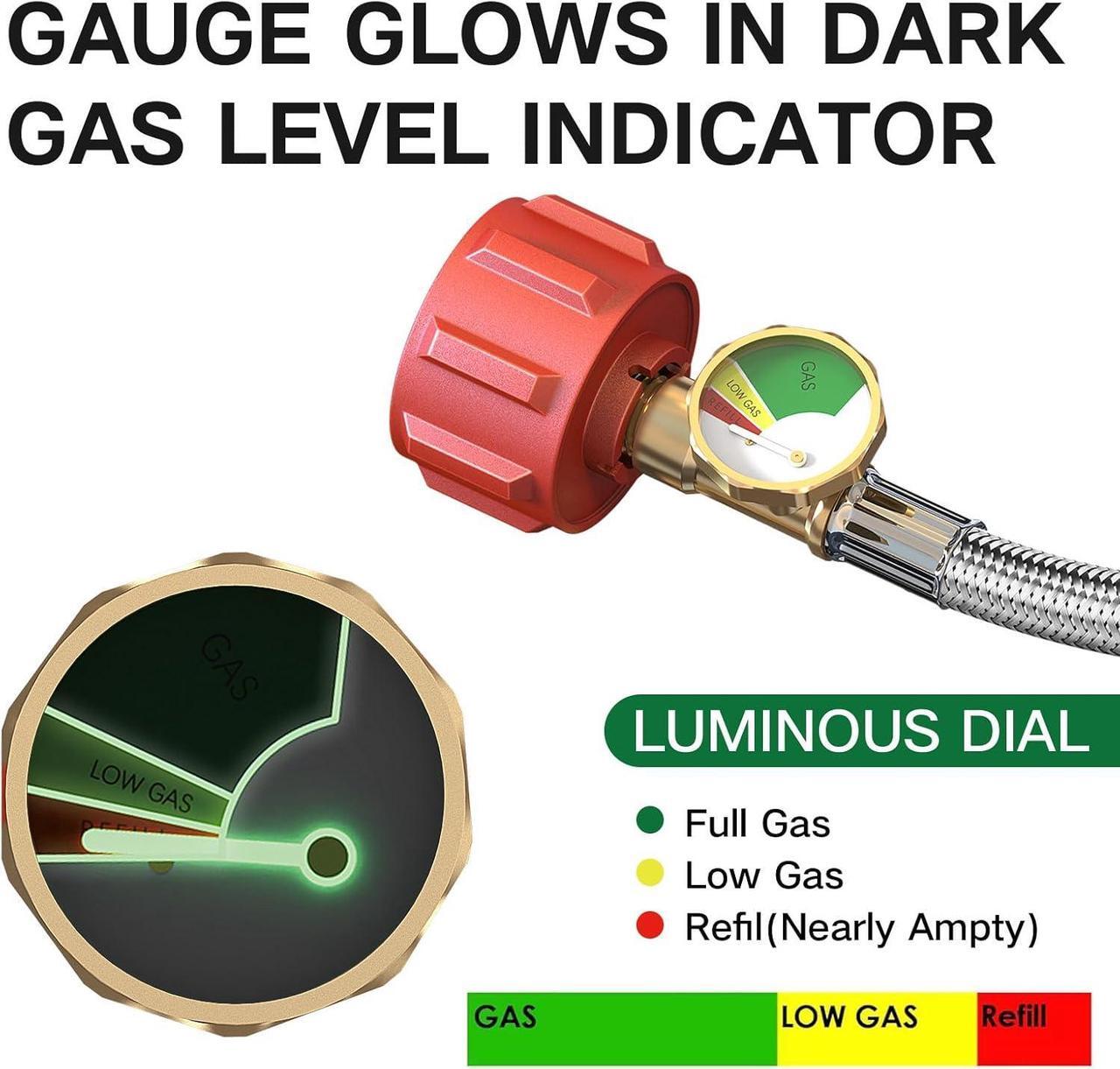 Alt view image 5 of 7 - 2-Stage Auto Changeover LP Propane Gas Regulator with 48'Stainless Braided Regulator Hose Assemblies and Two 18"RV Pigtail Propane Hoses with Gauge Dual Propane Tank Regulator for RVs, Trailers,Campe