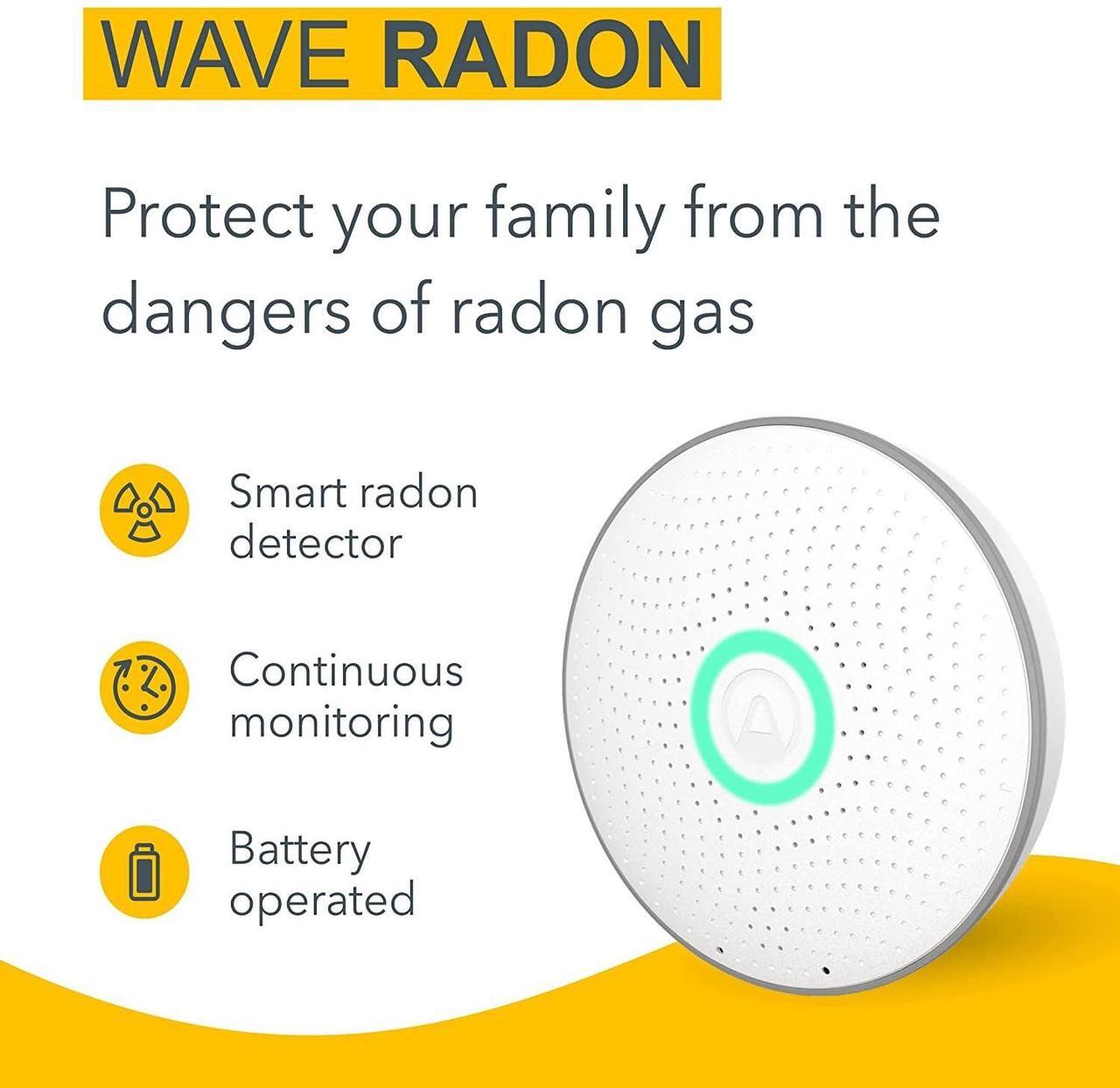 Alt view image 2 of 7 - 2950 Wave Radon - Smart Radon Detector with Humidity & Temperature Sensor  Easy-to-Use  Accurate  No Lab Fees  Battery Operated - Free App