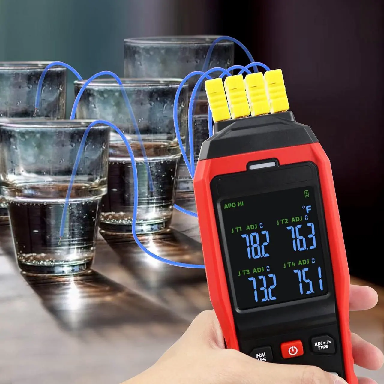 Alt view image 6 of 7 - Thermometer Data Logger 4 Channels Digital K Type Thermometer with 5000 Groups Programmable Temperature Recording -328~2501 Measuring Range, Audible & Visible Alarm ADJ Compensation