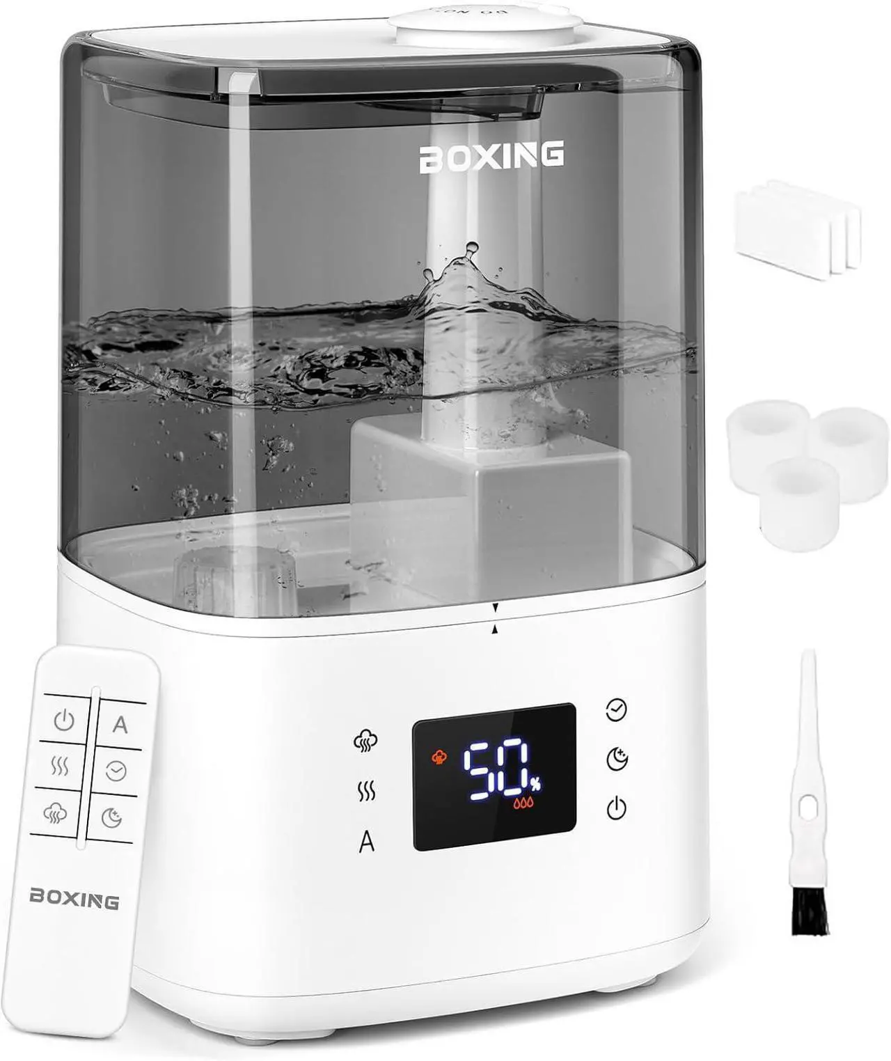 Main image of Warm and Cool Mist Humidifiers for Bedroom Large Room Home, Air Humidifier with Remote, Top Fill Ultrasonic Diffuser Humidifier with humidistat,Quiet Sleep Bedside Nightstand,Timer,Filter,4.5L