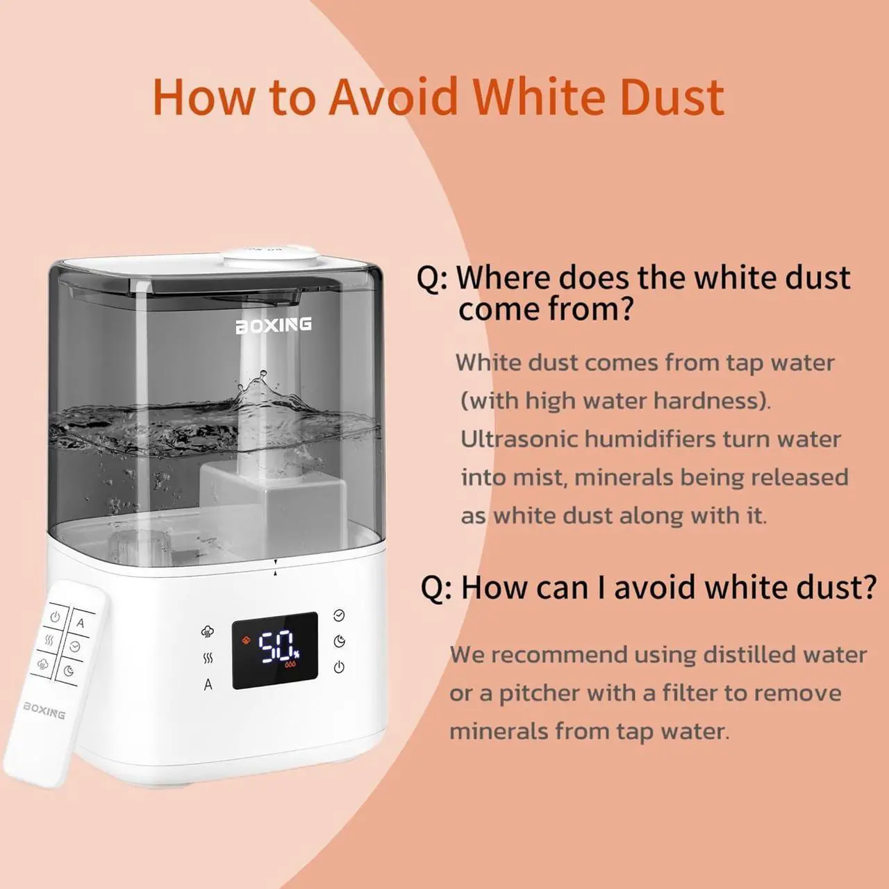 Alt view image 7 of 7 - Warm and Cool Mist Humidifiers for Bedroom Large Room Home, Air Humidifier with Remote, Top Fill Ultrasonic Diffuser Humidifier with humidistat,Quiet Sleep Bedside Nightstand,Timer,Filter,4.5L