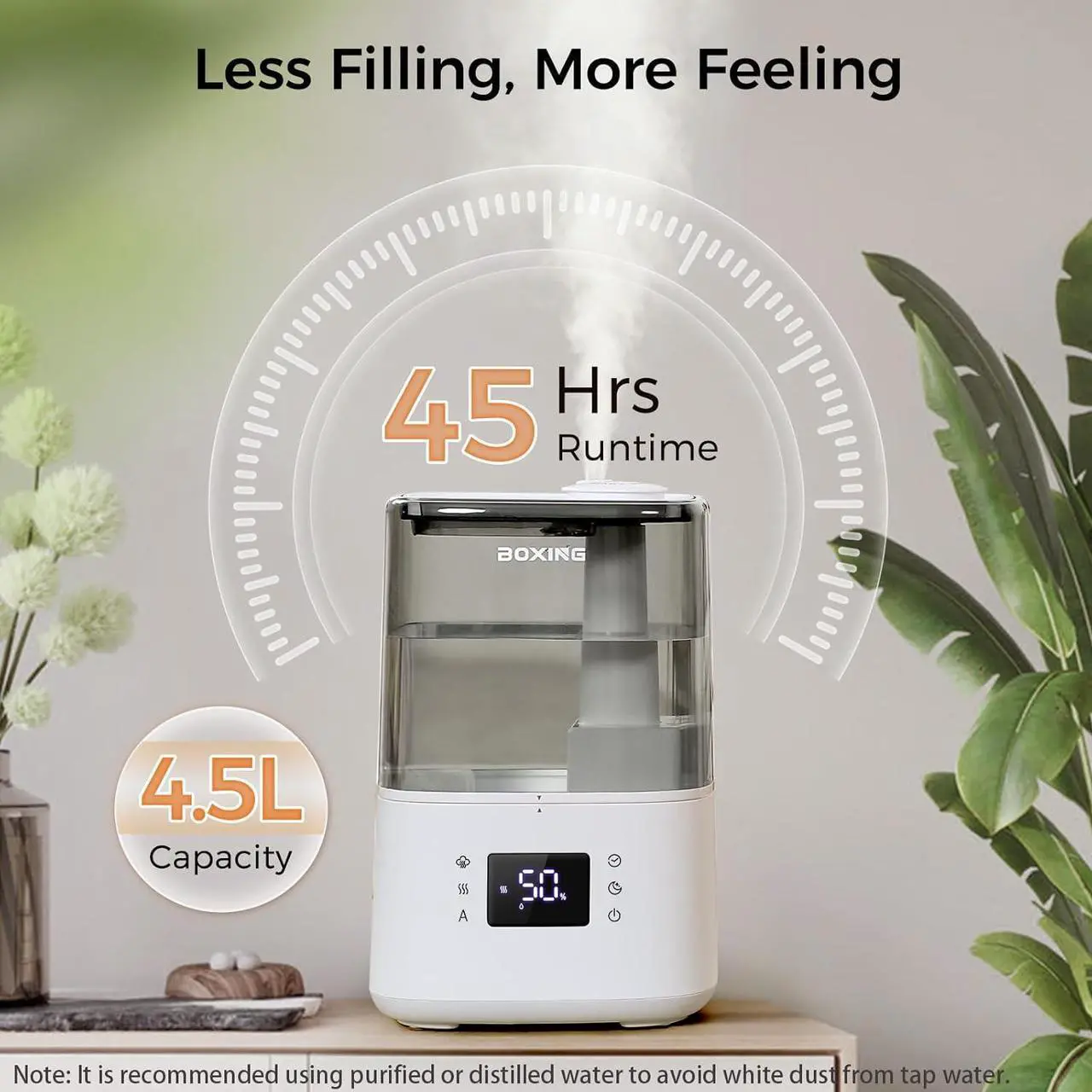 Alt view image 5 of 7 - Warm and Cool Mist Humidifiers for Bedroom Large Room Home, Air Humidifier with Remote, Top Fill Ultrasonic Diffuser Humidifier with humidistat,Quiet Sleep Bedside Nightstand,Timer,Filter,4.5L