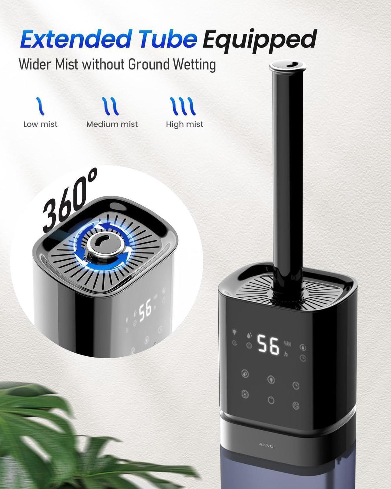 Alt view image 3 of 6 - Humidifier Large Room, 2.1Gal/8L Humidifiers for Bedroom with Extended Tube, Large Humidifiers for Home 1000 sq.ft. Cool Mist Humidifier with Night Light, School/Office/Warehouse