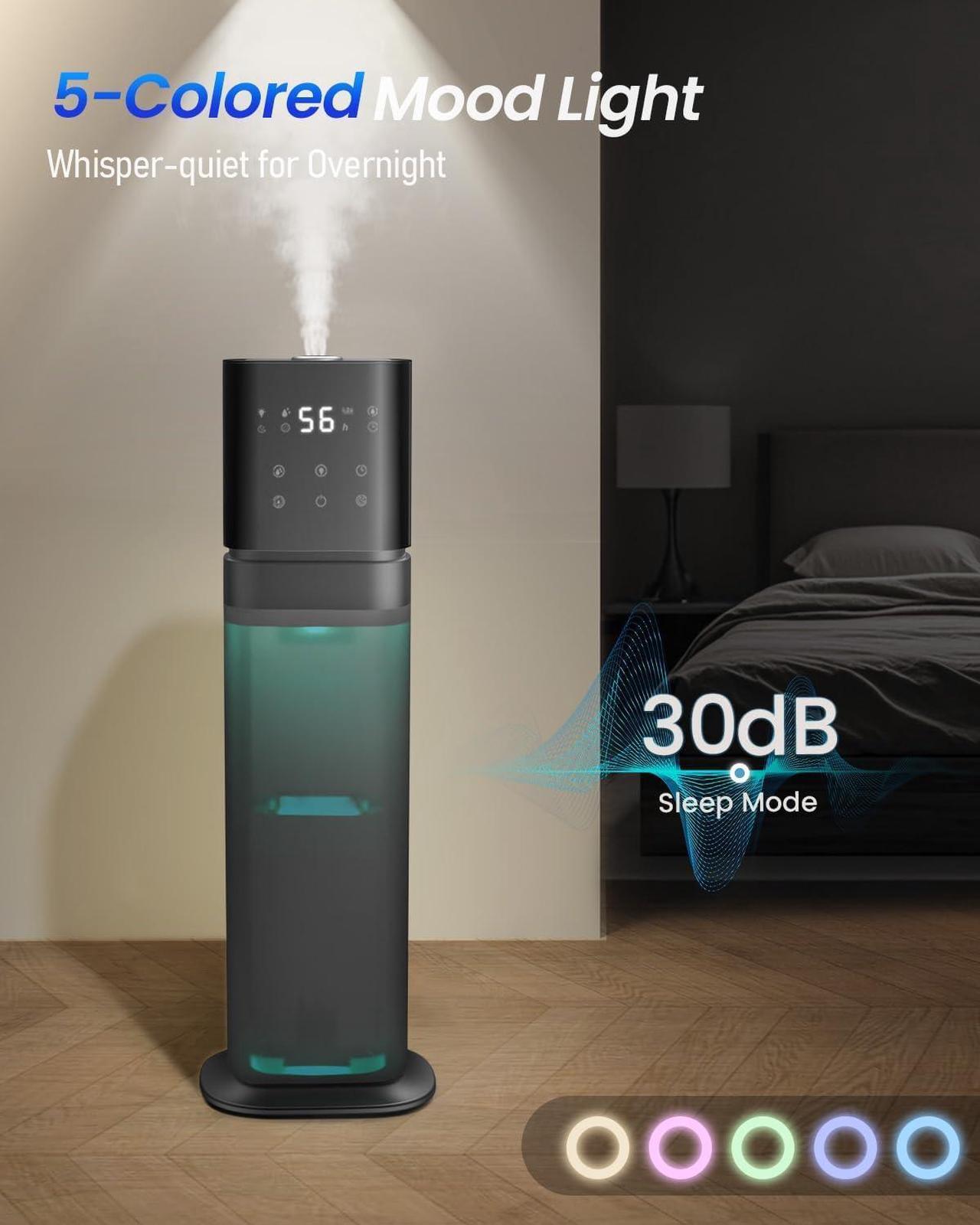 Alt view image 5 of 6 - Humidifier Large Room, 2.1Gal/8L Humidifiers for Bedroom with Extended Tube, Large Humidifiers for Home 1000 sq.ft. Cool Mist Humidifier with Night Light, School/Office/Warehouse