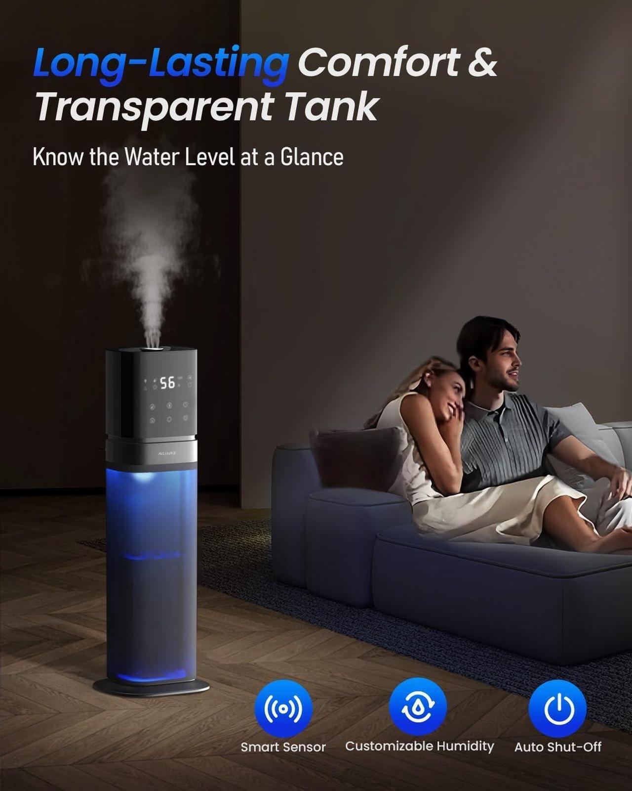 Alt view image 6 of 6 - Humidifier Large Room, 2.1Gal/8L Humidifiers for Bedroom with Extended Tube, Large Humidifiers for Home 1000 sq.ft. Cool Mist Humidifier with Night Light, School/Office/Warehouse