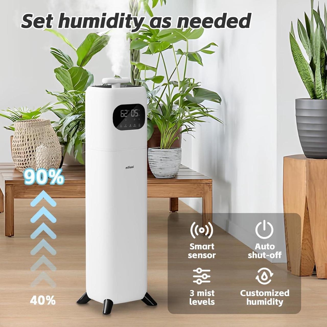 Alt view image 3 of 6 - Humidifier Large Room, 2.3Gal/9L Room Humidifiers for Bedroom with with Timer, 360°Nozzle, Large Cool Mist Humidifier with Aroma Box, School, Office, Warehouse, White
