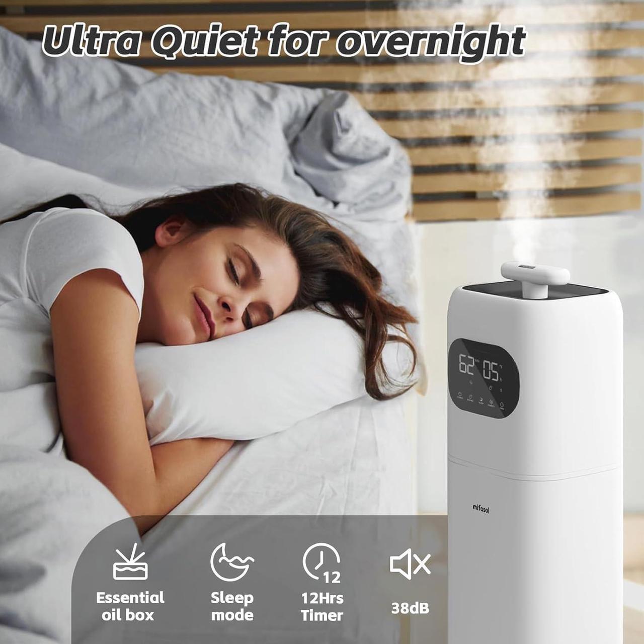Alt view image 4 of 6 - Humidifier Large Room, 2.3Gal/9L Room Humidifiers for Bedroom with with Timer, 360°Nozzle, Large Cool Mist Humidifier with Aroma Box, School, Office, Warehouse, White