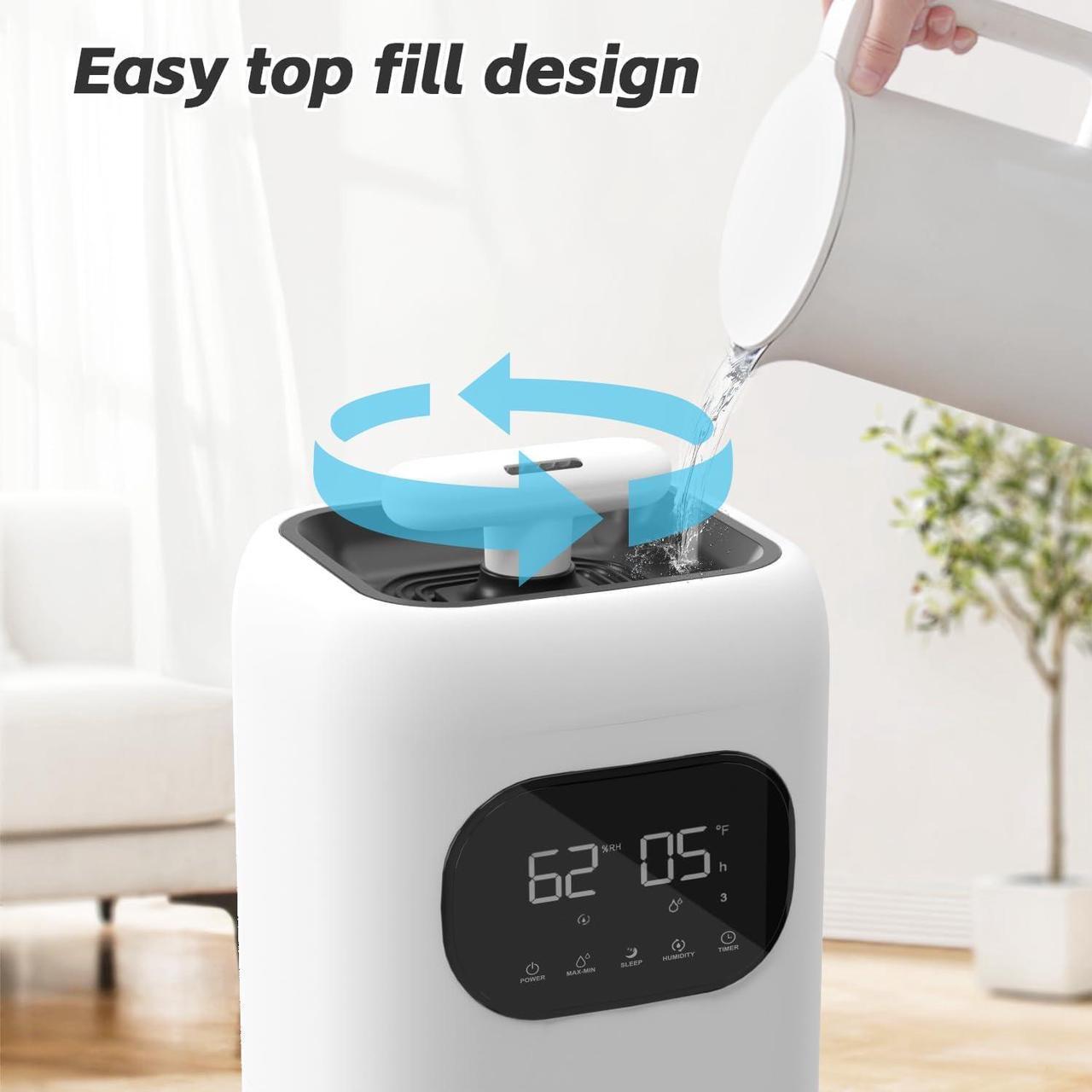 Alt view image 5 of 6 - Humidifier Large Room, 2.3Gal/9L Room Humidifiers for Bedroom with with Timer, 360°Nozzle, Large Cool Mist Humidifier with Aroma Box, School, Office, Warehouse, White