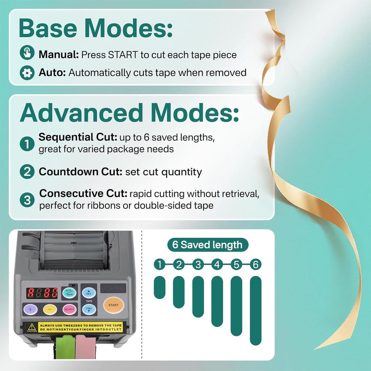 Alt view image 6 of 7 - Cutting Machine, Advanced Automatic Electric Tape Dispenser, 999mm Max Cut Length, Manual & Auto Modes, for Business, Schools, Restaurants, Factories, Warehouses & Home Use
