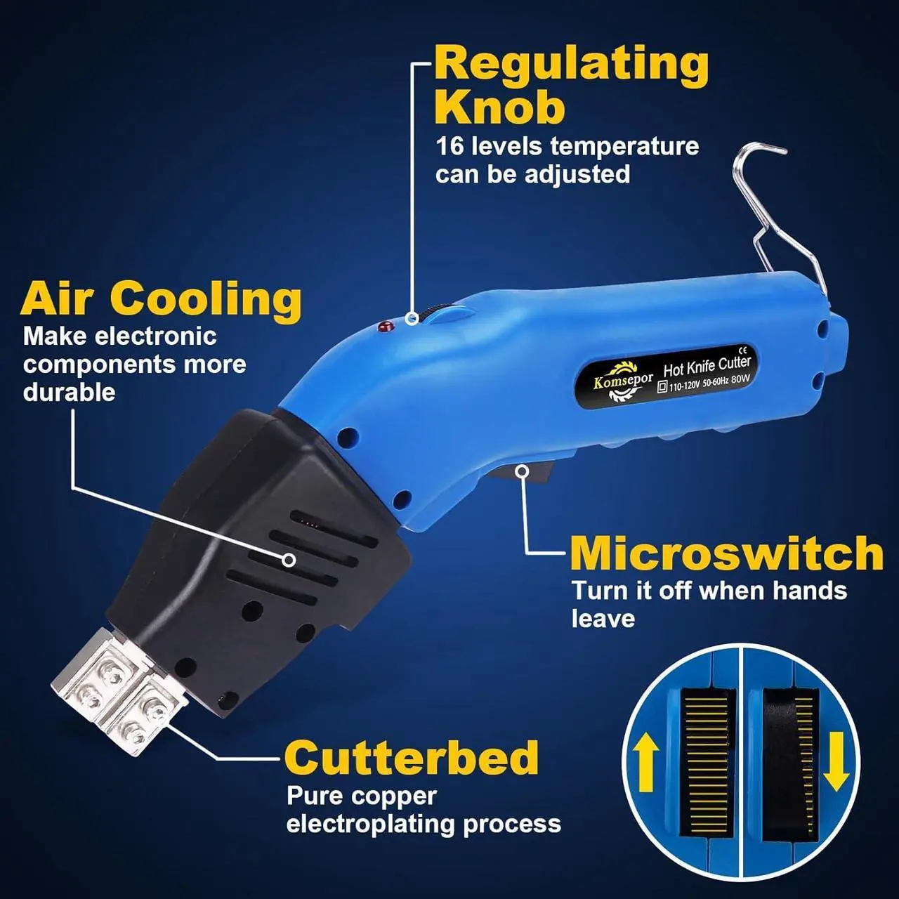 Alt view image 2 of 6 - Foam Cutter Electric 80W Hot Knife Styrofoam Cutter Foam Cutting Tool Air Cooled Hot Knife Foam Cutter 110-120V for EPS, XPS, KT Board, Sponge,Canvas, Synthetic fabric, Cloth, Rope, Cord
