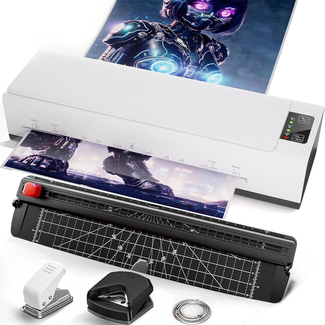 Main image of A3 Laminator Machine,13 Inch 9-in-1 Laminating Machine with Laminating Sheets,Thermal Laminator Hot & Cold with Fast Warm Technology for Home,Office or School Supplies,White