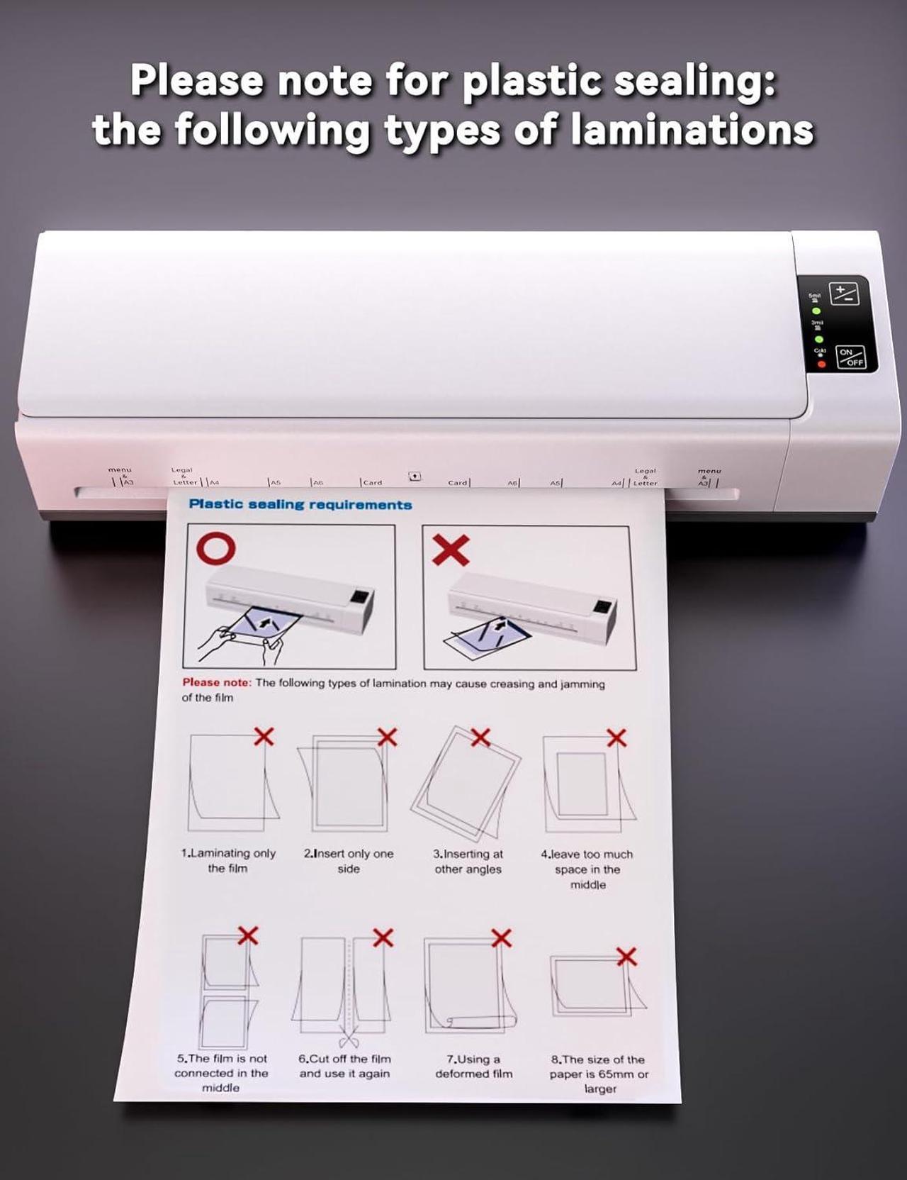 Alt view image 7 of 7 - A3 Laminator Machine,13 Inch 9-in-1 Laminating Machine with Laminating Sheets,Thermal Laminator Hot & Cold with Fast Warm Technology for Home,Office or School Supplies,White