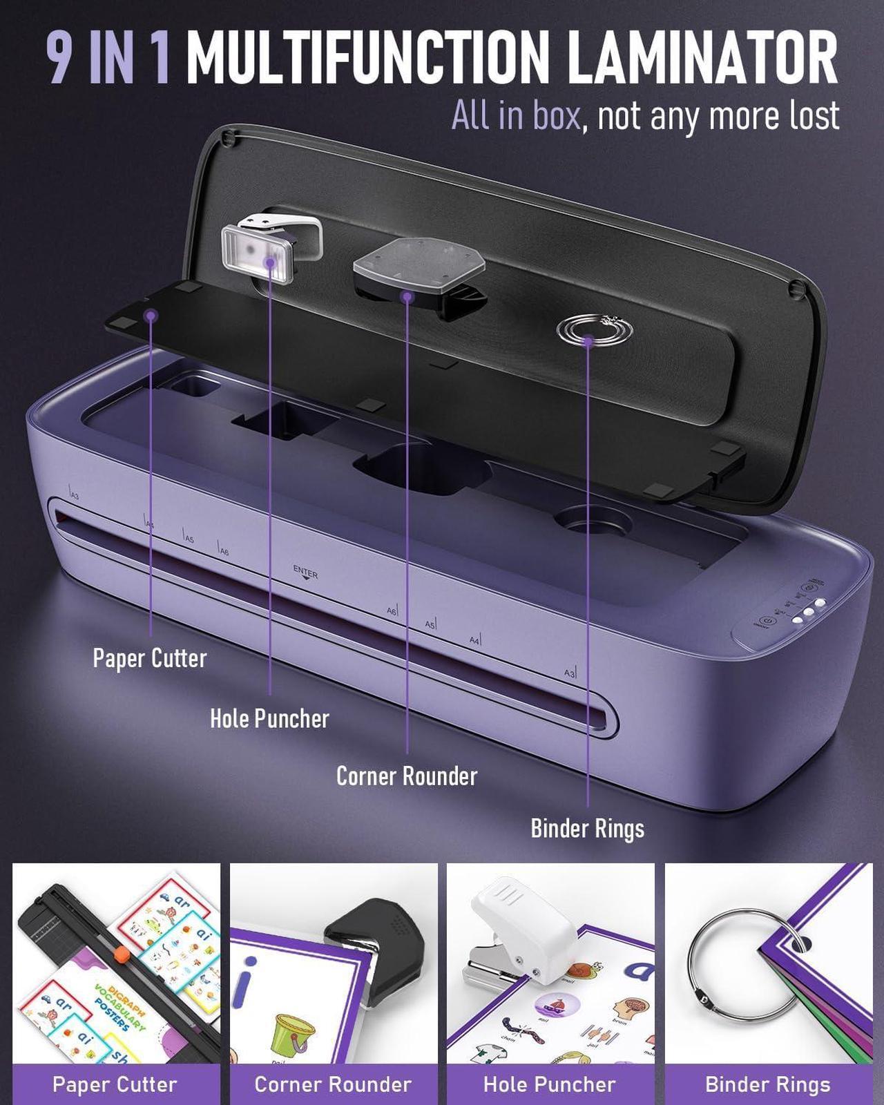 Alt view image 3 of 7 - Laminator Machine 13 Inch Wide Thermal Lamination 9 in 1 Cold Hot A3 Laminating Machine for Teacher Personal, 60s Warm-Up No Jam laminator Machine 11x17 with 30 Laminating Sheets for Home Office Use
