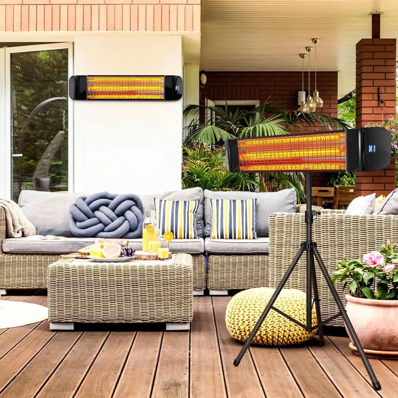 Alt view image 2 of 6 - Electric Outdoor Heater, Infrared Patio Heater for Outdoor/Indoor Use, Wall Mounted/Ceiling/Tripod Infrared Heater Outdoor, 1500W Electric Patio Heater, CSA certificate.
