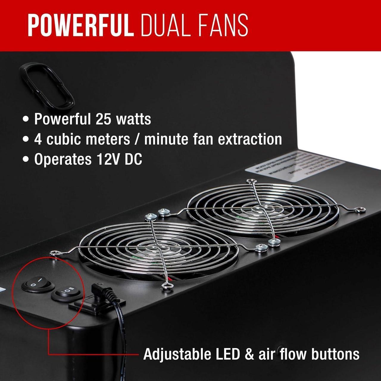 Alt view image 3 of 7 - Master Airbrush Extra Large Dual Fan Portable Airbrush Hobby Spray Booth with LED Lighting - Portable Paint Booth with 6' Exhaust Hose, 22.25"x19"x14", Turntable, 25W Fans Powerful Extraction, Model